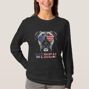 Merica Boxer Dog 4th Of July American Flag Sunglas T-Shirt