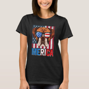Merica Boxer Dog 4th Of July  American Flag T-Shirt