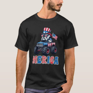 Merica Bulldog Monster Truck 4th Of July American T-Shirt