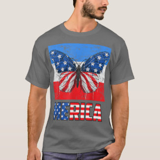 Merica Butterfly USA Flag 4th of July For Women Gi T-Shirt