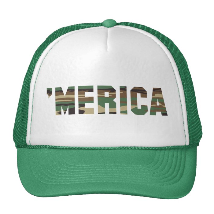 'MERICA Camo Font Trucker Hat (green) | Zazzle