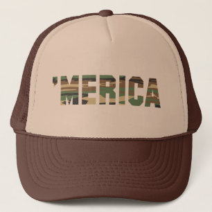 'MERICA Camo Trucker Hat (brown & tan)