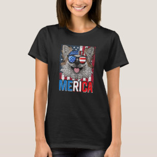 Merica Chihuahua Dog 4th Of July American Flag T-Shirt