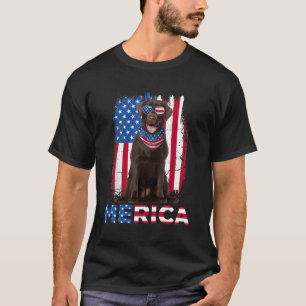 Merica Chocolate Lab Usa Flag Sunglasses 4Th Of Ju T-Shirt