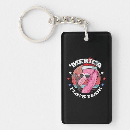 Merica Christmas In July Cool Flamingo Summer Keychain