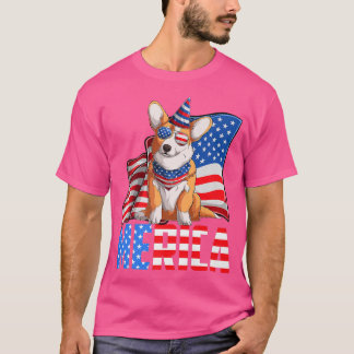 Merica Corgi 4th Of July American Usa Flag Corgi D T-Shirt