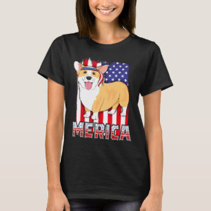Merica Corgi 4th Of July Women Dog American Flag T-Shirt