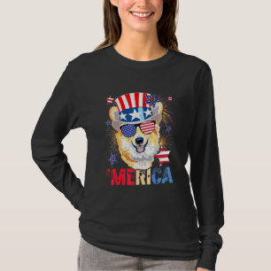 Merica Corgi American Flag Hat Fireworks 4th Of Ju T-Shirt