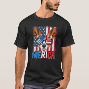 Merica Corgi Dog 4th Of July  American Flag T-Shirt