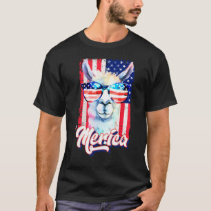Merica Costume, Cool Llama 4th Of July T-Shirt