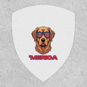 Merica Dog with USA Flag Sunglasses Patriotic Art Patch