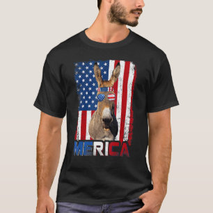 Merica Donkey & Usa Flag Patriotic Farmer 4th Of J T-Shirt