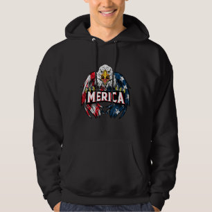 Merica Eagle 4th Of July American Flag Hoodie