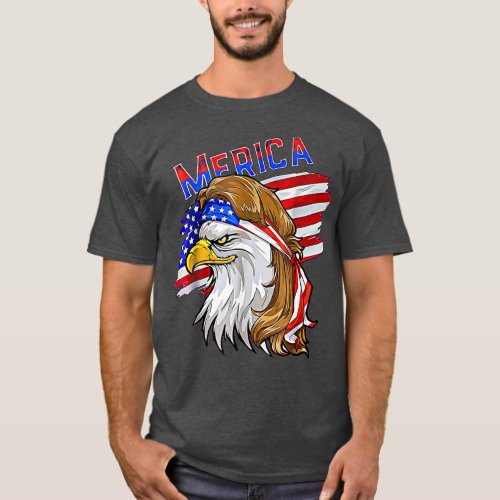 Merica Eagle American Flag Mullet Hair Redneck T_Shirt