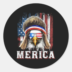 Merica Eagle Mullet 4th Of July American Flag Star Classic Round Sticker