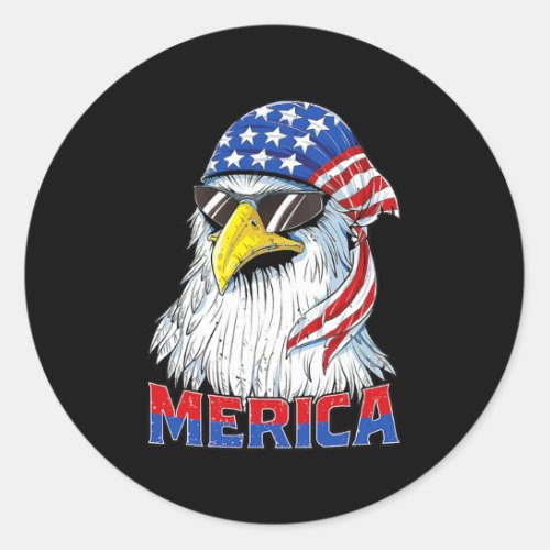 Merica Eagle Mullet American Flag Veterans Day Classic Round Sticker