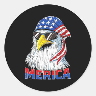 Merica Eagle Mullet American Flag Veterans Day Classic Round Sticker