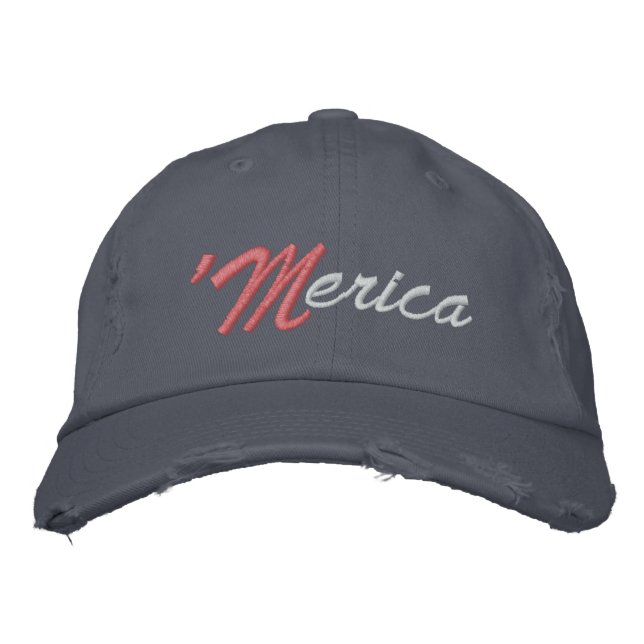 'MERICA EMBROIDERED BASEBALL HAT (Front)