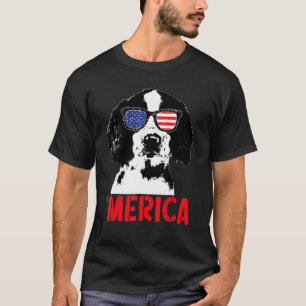 Merica Englisth Springer Spaniel American Flag 4th T-Shirt