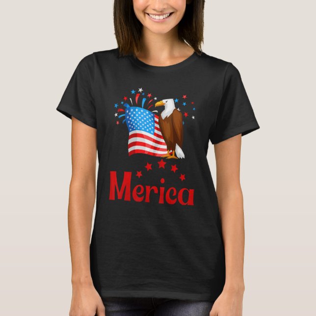 Merica Flag Eagle Glasses T-Shirt (Front)