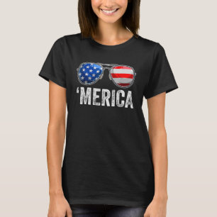 Merica Flag Sunglasses Patriotic 4th of July Men T-Shirt
