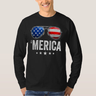 Merica Flag Sunglasses Shirt Patriotic 4th of July