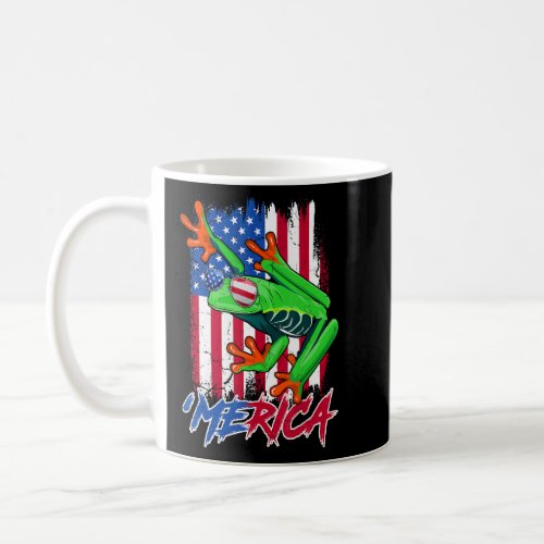 Merica Frog With American Flag Sunglasses 4th Of J Coffee Mug