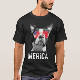 Merica Funny Boston Terrier Puppy Dog Lover Americ T-Shirt