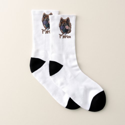 Merica German Shepherd America Flag Dog Lover Socks
