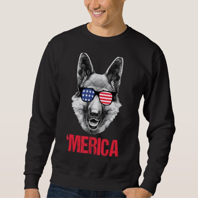 Merica German Shepherd American Flag Sunglasses 4t Sweatshirt (Front)