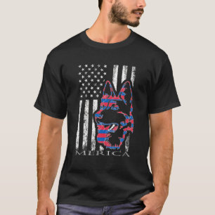 Merica German Shepherd Dog 4Th Of July American Fl T-Shirt