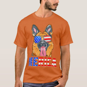 Merica German Shepherd Dog American Flag 4th Of Ju T-Shirt