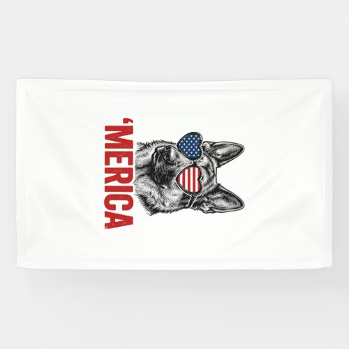 Merica German Shepherd Flag Sunglasses Shirt Desig Banner