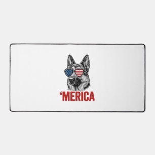 Merica German Shepherd Flag Sunglasses Shirt Desig Desk Mat