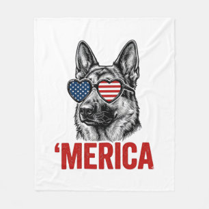 Merica German Shepherd Flag Sunglasses Shirt Desig Fleece Blanket