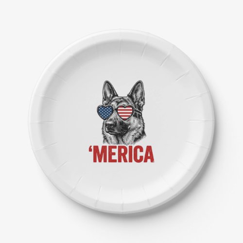 Merica German Shepherd Flag Sunglasses Shirt Desig Paper Plates