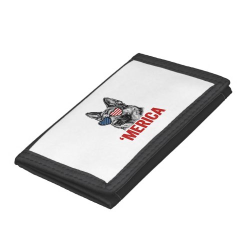 Merica German Shepherd Flag Sunglasses Shirt Desig Trifold Wallet