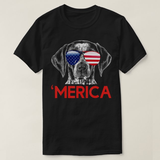 Merica German Shorthaired Pointer American Flag  T-Shirt (Design Front)