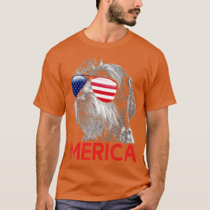 Merica German Wirehaired Pointer American Flag T-Shirt
