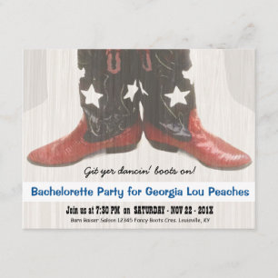 Merica Girl Red White Blue Boots Bachelorette Invitation