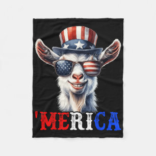 Merica Goat Patriotic 4th Of July Funny Kids Men W Fleece Blanket