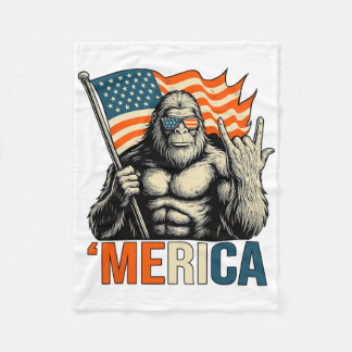 ‘merica Gorilla Flag Sungles Funny Patriotic Fleece Blanket