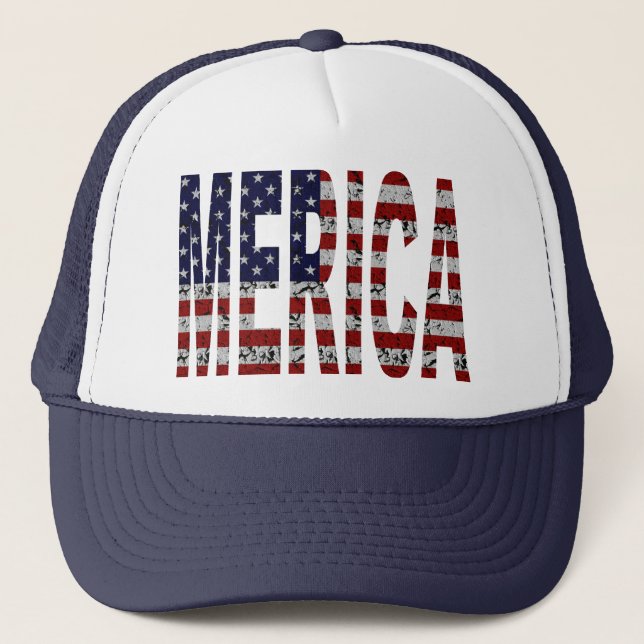 'MERICA - Grunge USA Flag Trucker Hat (Front)