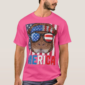 Merica Guinea Pig 4th of July Gifts American Flag  T-Shirt