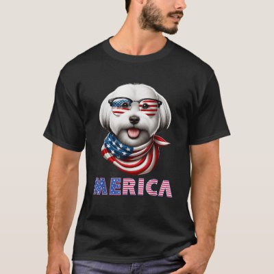 Merica Havanese Cute Dog American Flag Patriotic 4 T-Shirt