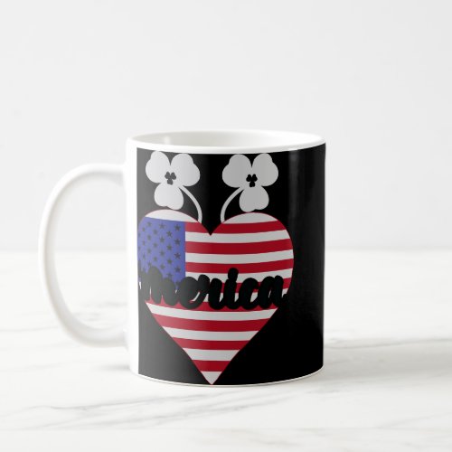 Merica Heart Merica 4 Leaf Clover Patriotic  Coffee Mug