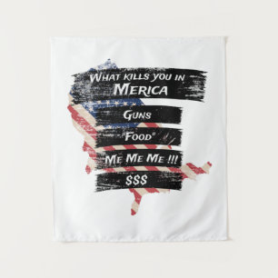 Merica Humor America USA Funny Patriotism Tapestry