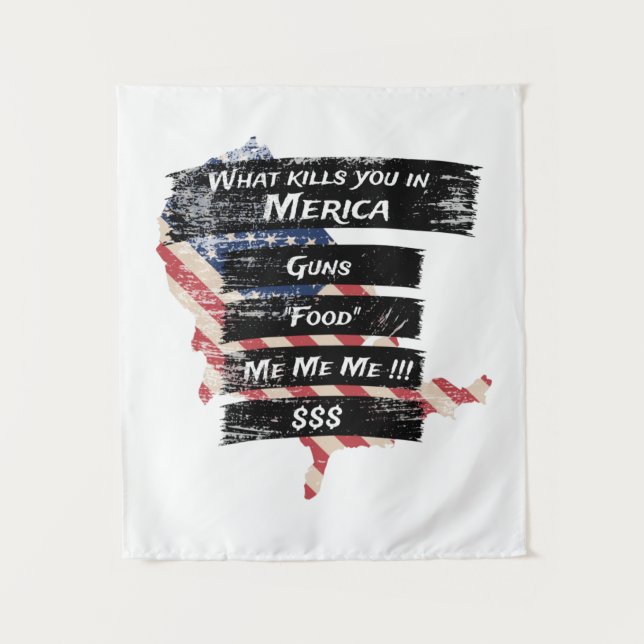 Merica Humor America USA Funny Patriotism Tapestry (Front)