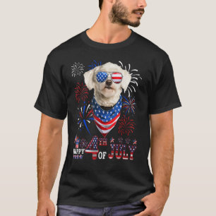 Merica Maltese Dog Sunglasse 4th Of July American T-Shirt