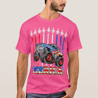 Merica Monster Truck Patriotic American Flag July T-Shirt